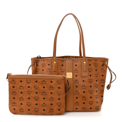 MCM Visetos Medium Liz Reversible Shopper Tote Cognac 1 of 17