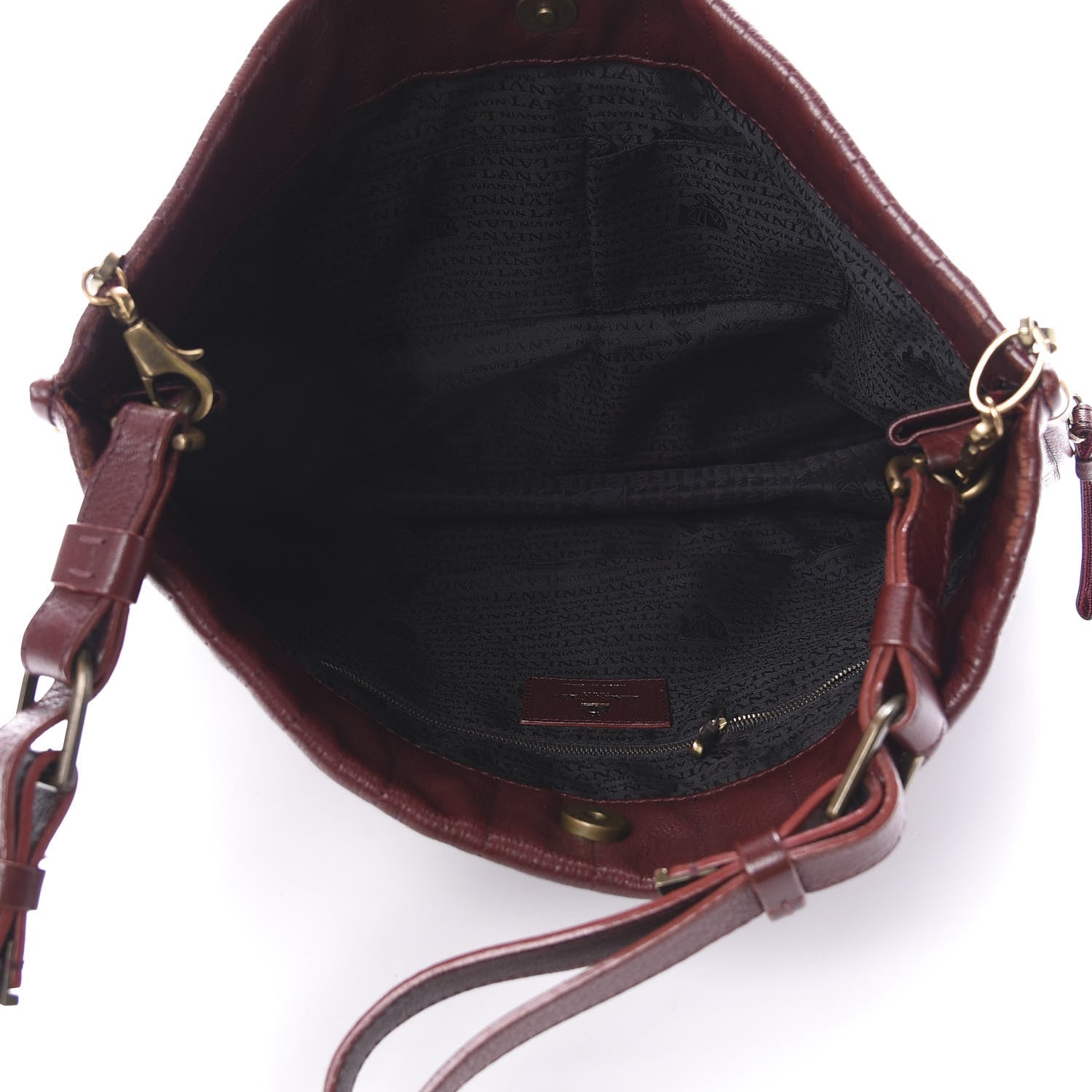 Lanvin Goatskin Amalia Bucket Bag Aubergine 6 of 10