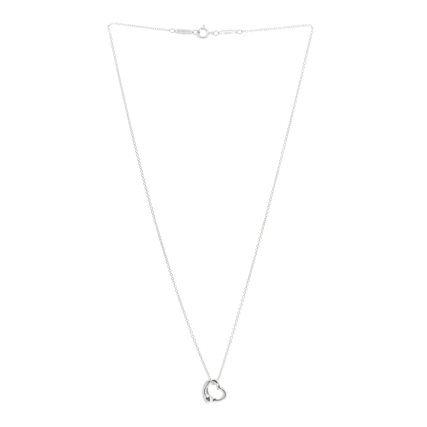 Sterling Silver 11mm Elsa Peretti Open Heart Pendant Necklace