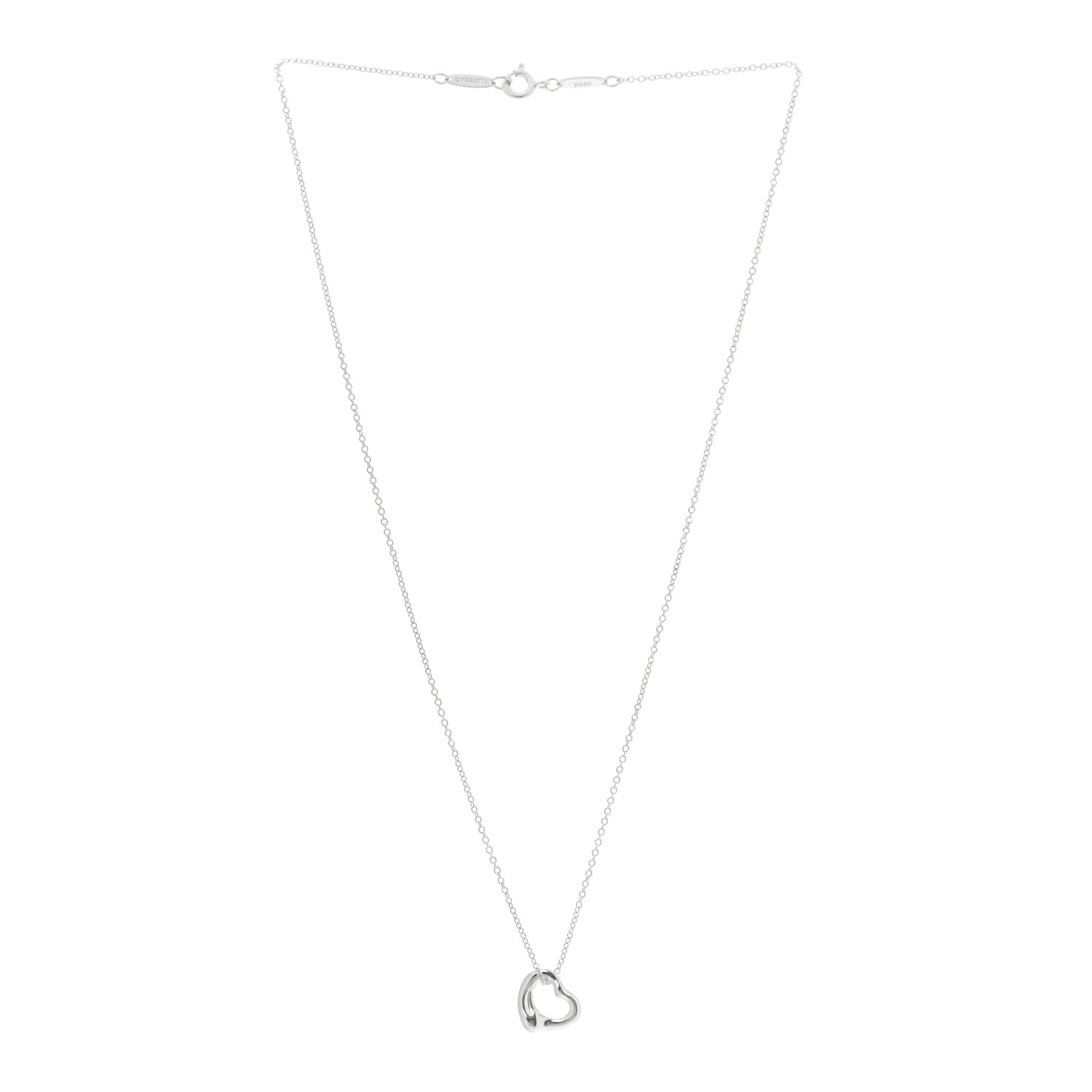 Tiffany Sterling Silver 11mm Elsa Peretti Open Heart Pendant Necklace 3 of 9