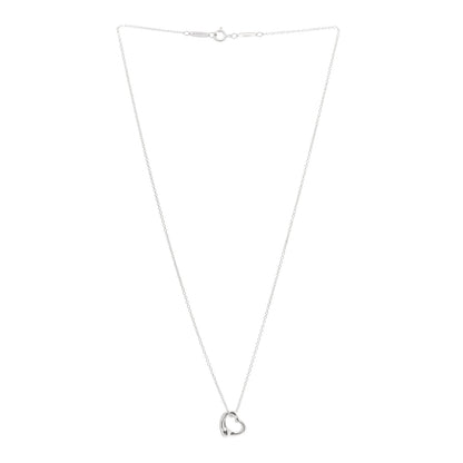 Tiffany Sterling Silver 11mm Elsa Peretti Open Heart Pendant Necklace 3 of 9