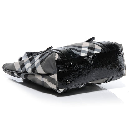 Burberry Patent Trim Smoked Check Tote Black 4 of 8