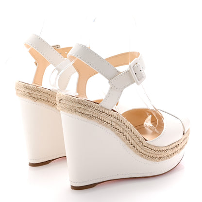 Christian Louboutin Calfskin Almeria 120 Wedge Sandals 37 Snow 5 of 9