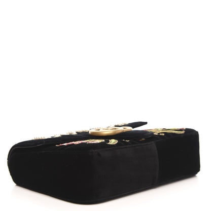 Gucci Velvet Matelasse Loved Embroidered Medium GG Marmont Shoulder Bag Black 4 of 11