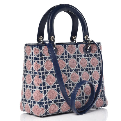 Christian Dior Lambskin Cannage Embroidered Medium Lady Dior Saphir Multicolor 3 of 7