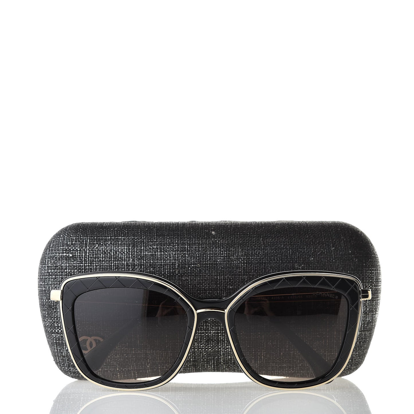 Acetate Quilted Metal Butterfly Sunglasses 4238-A Black