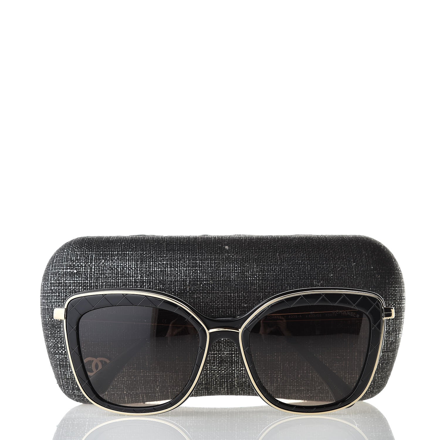 Chanel Acetate Quilted Metal Butterfly Sunglasses 4238-A Black 8 of 8