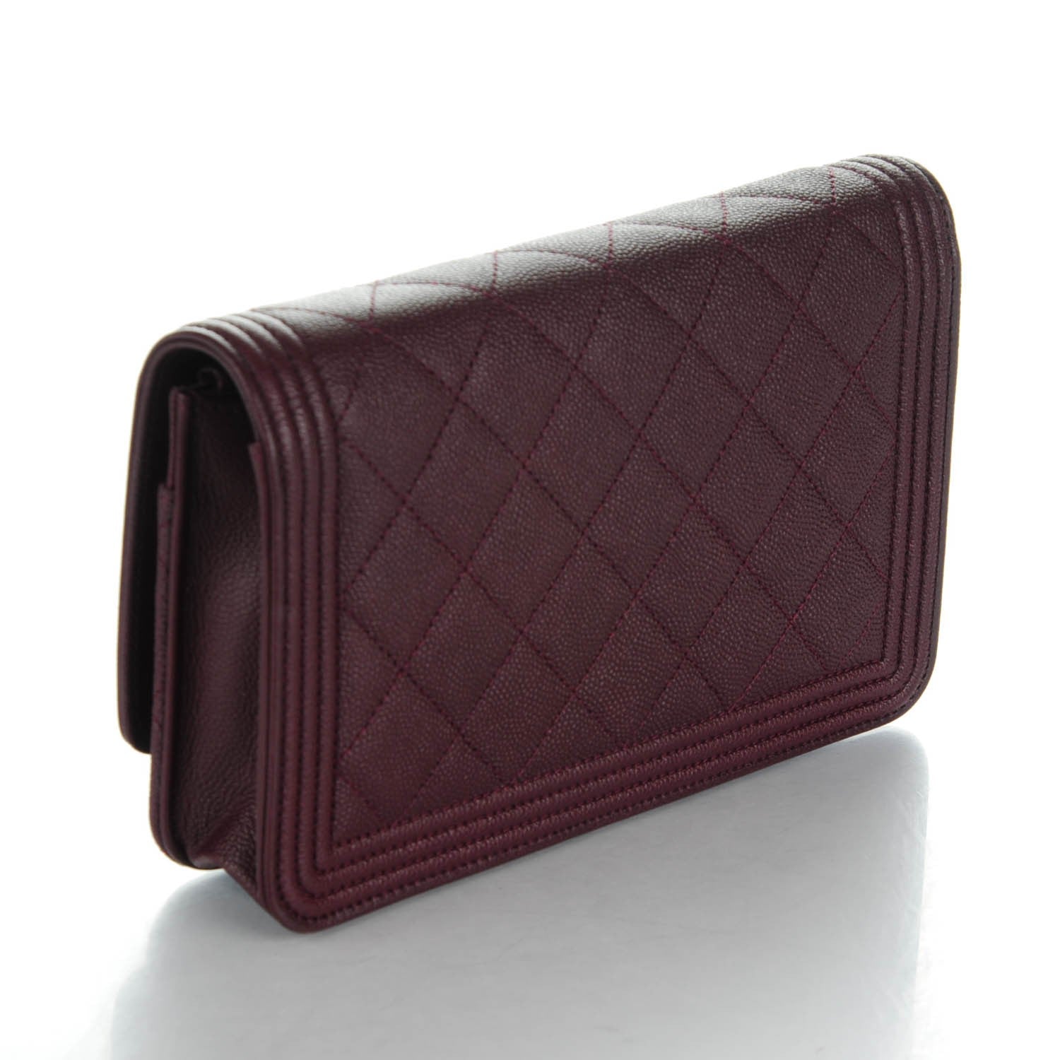 Chanel Caviar Quilted Boy Wallet On Chain WOC Dark Purple 3 of 8