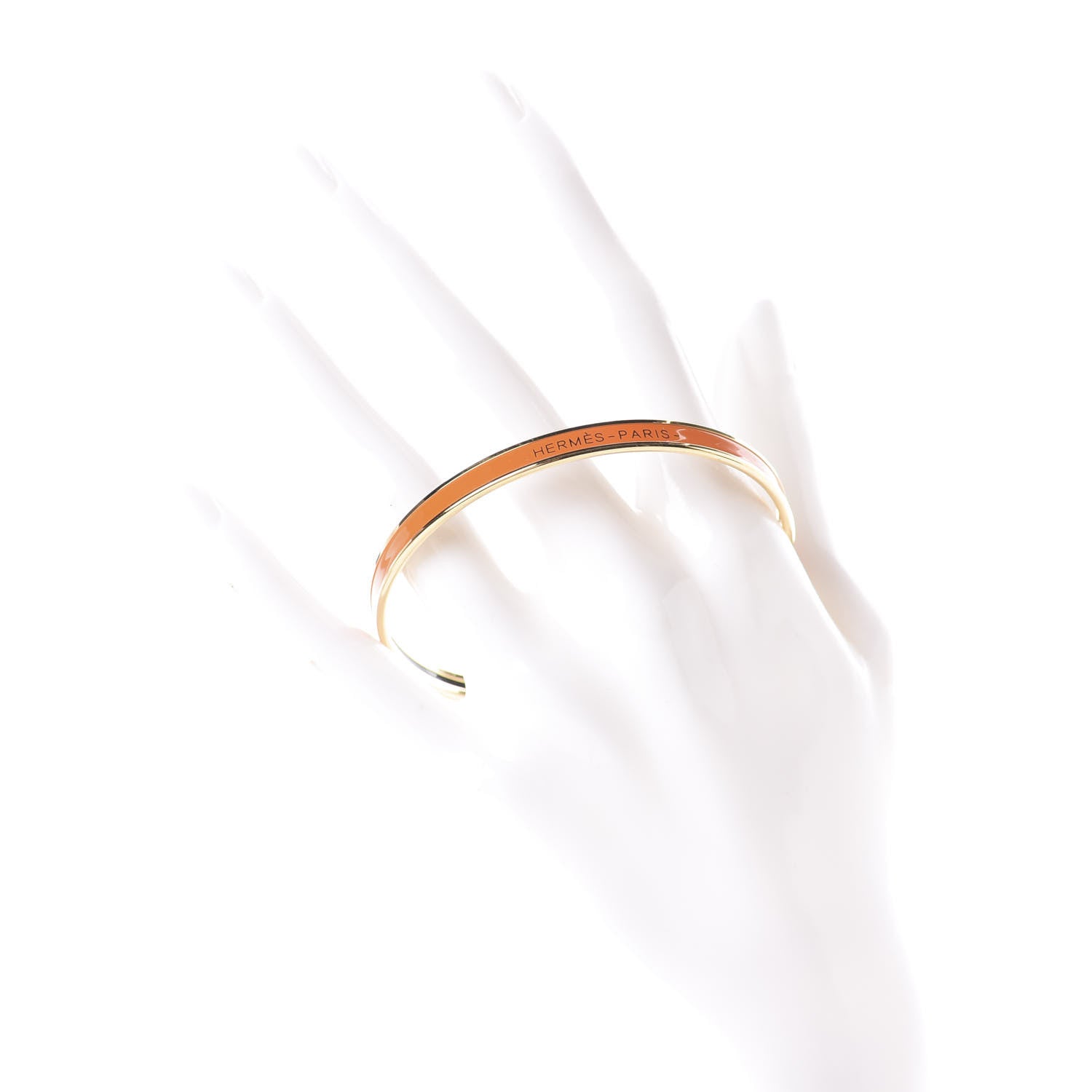 Hermes Enamel Printed Extra Narrow Plain Bracelet 65 Orange 2 of 5