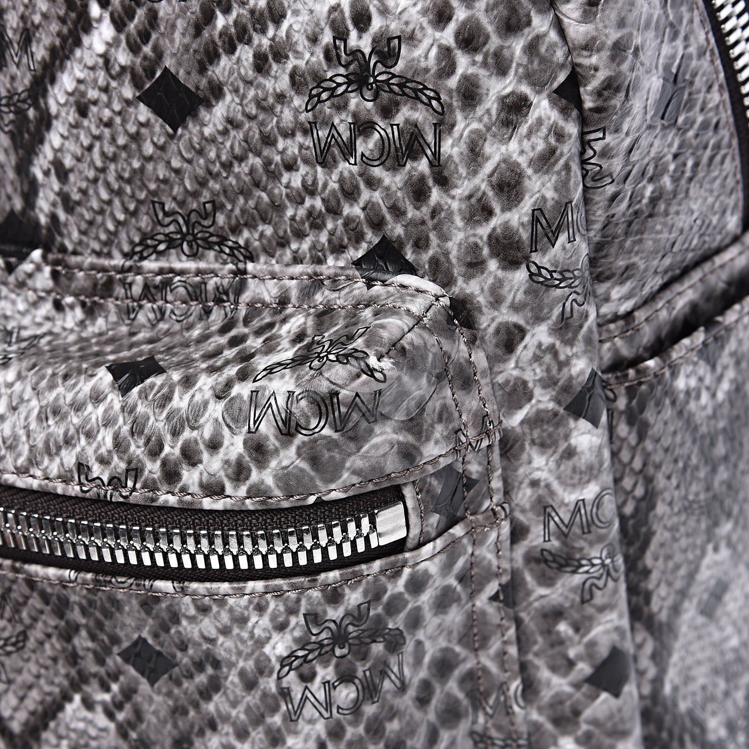 MCM Visetos Snakeskin Printed Small Stark Backpack Light Grey 5 of 9