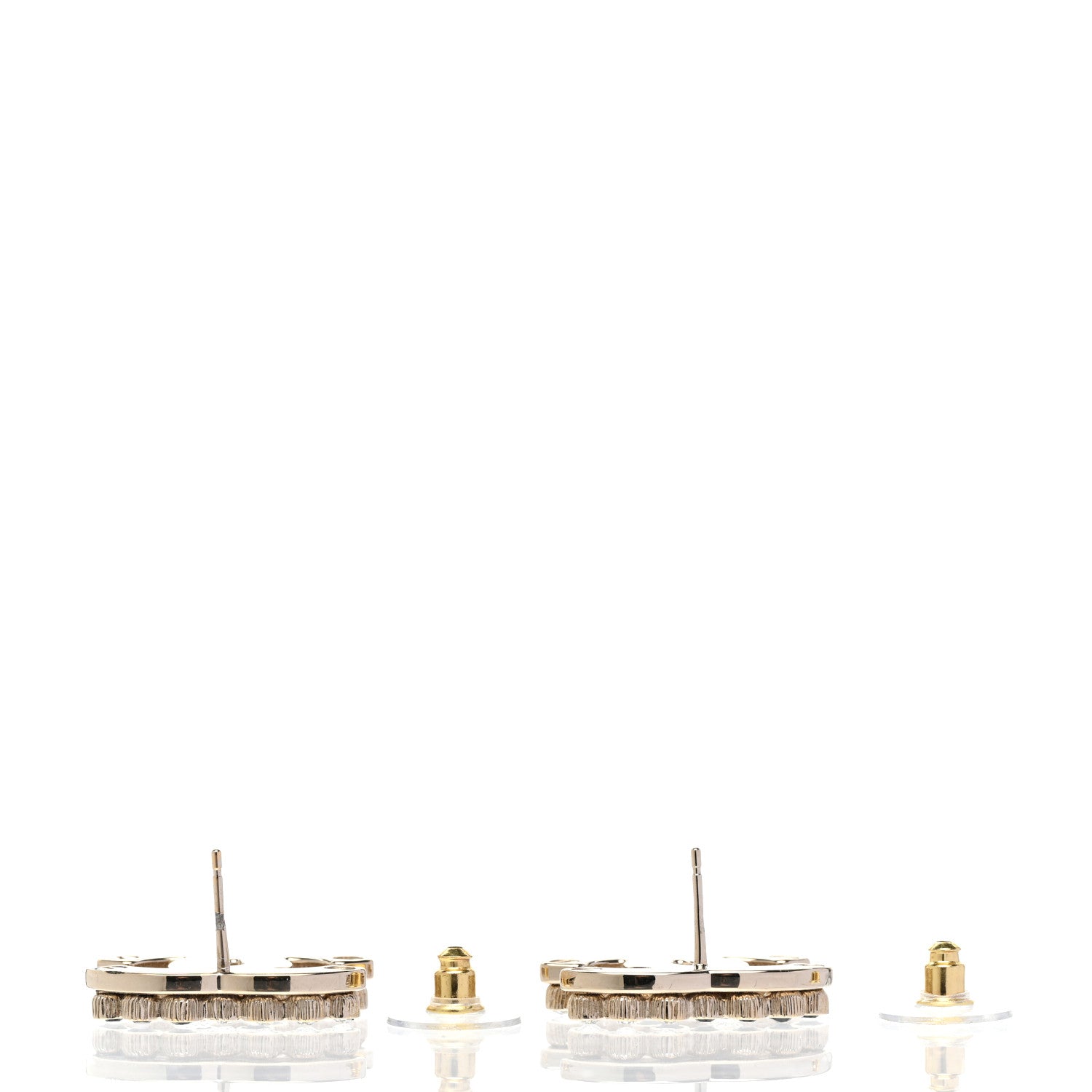 Chanel Crystal CC Earrings Black Gold 3 of 5