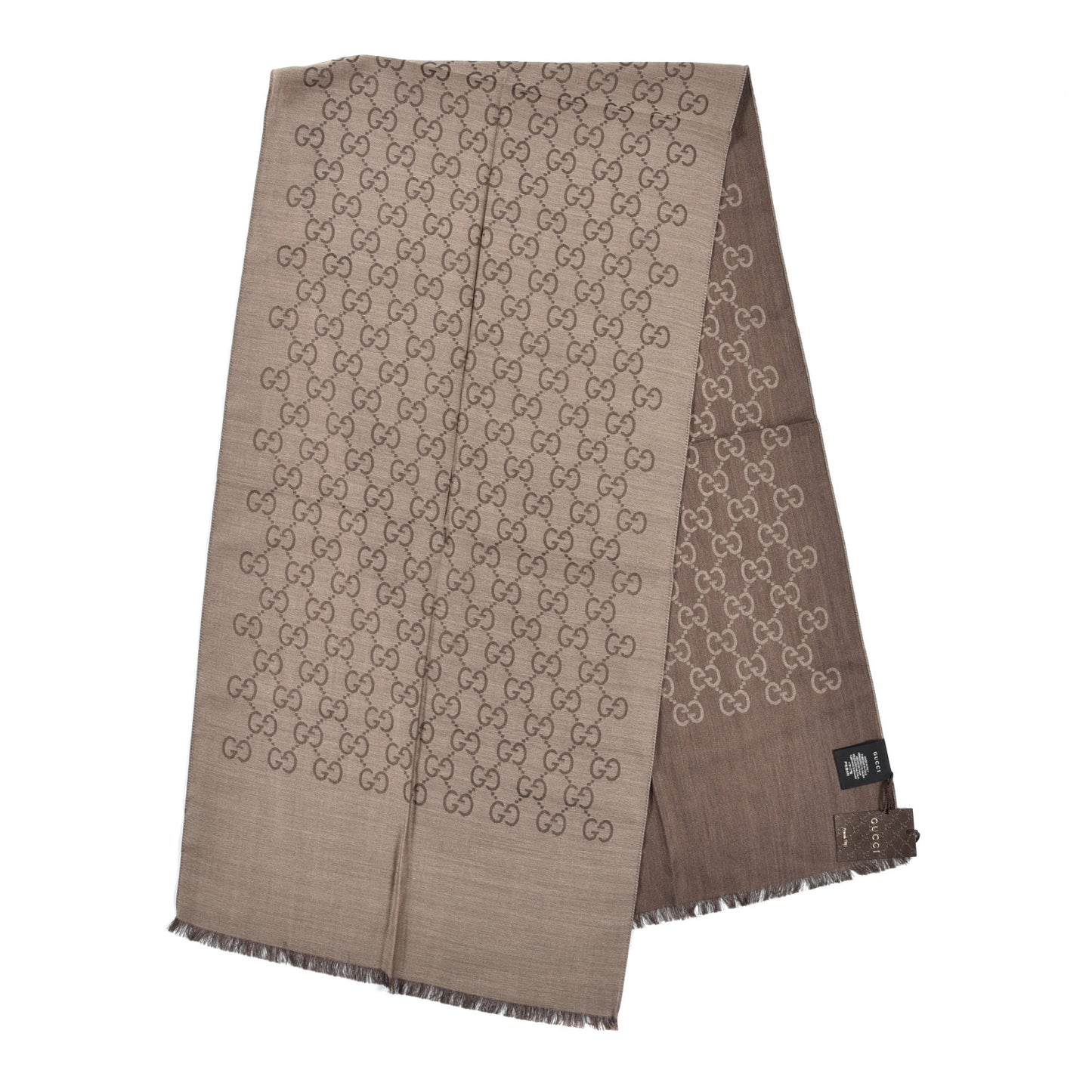 Wool Silk GG Monogram GGNat Scarf Rope Dark Brown