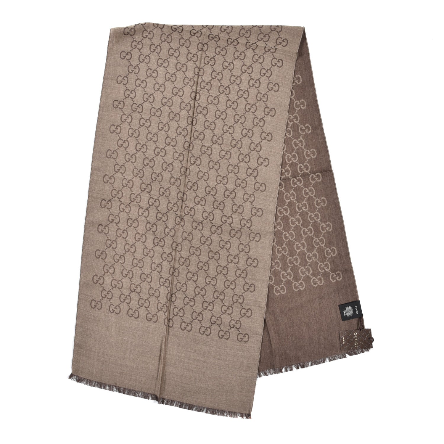 Gucci Wool Silk GG Monogram GGNat Scarf Rope Dark Brown 2 of 5