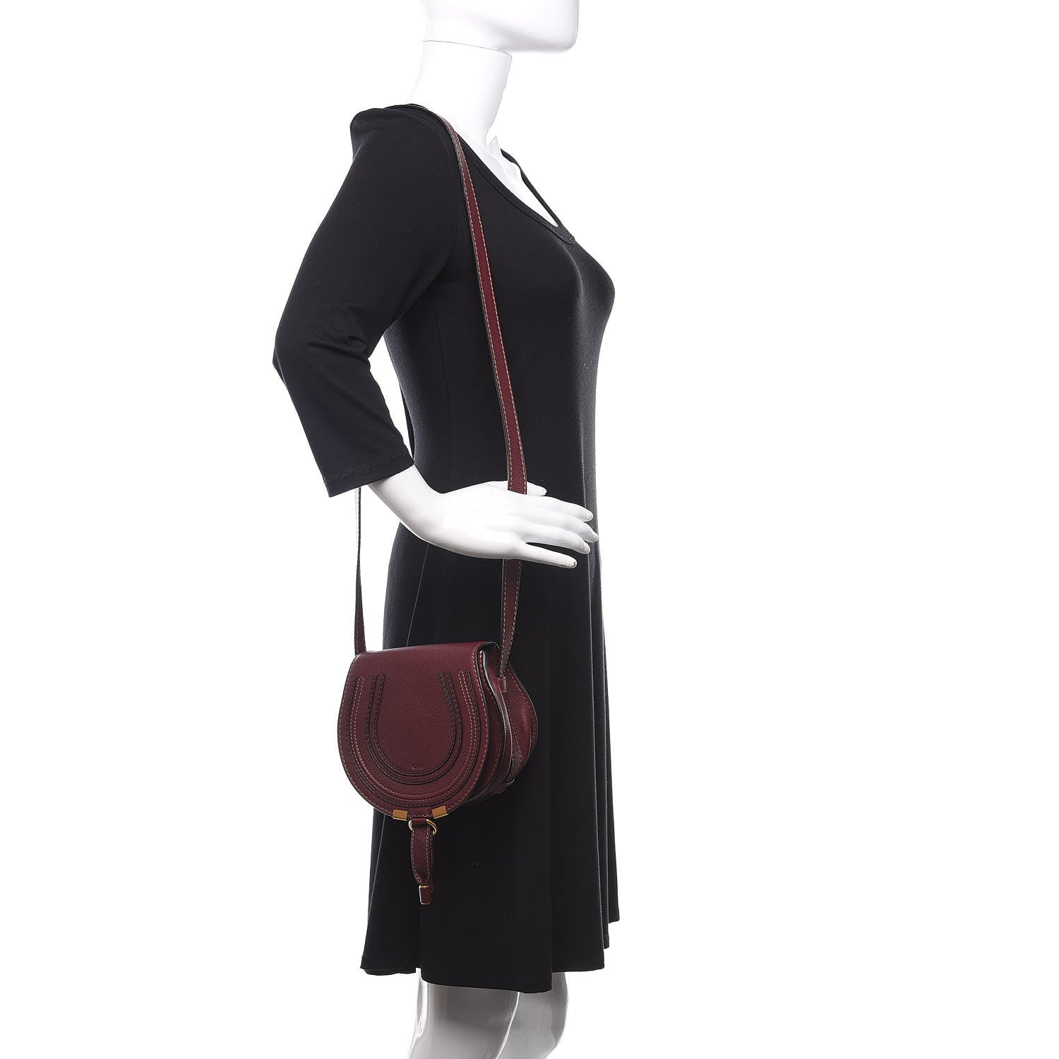 Chloe Calfskin Mini Marcie Round Crossbody Bag Dark Velvet 2 of 9