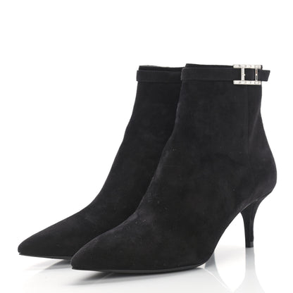 Hermes Suede Goatskin Rhinestone Blanche Ankle Boots 37.5 Black 2 of 10