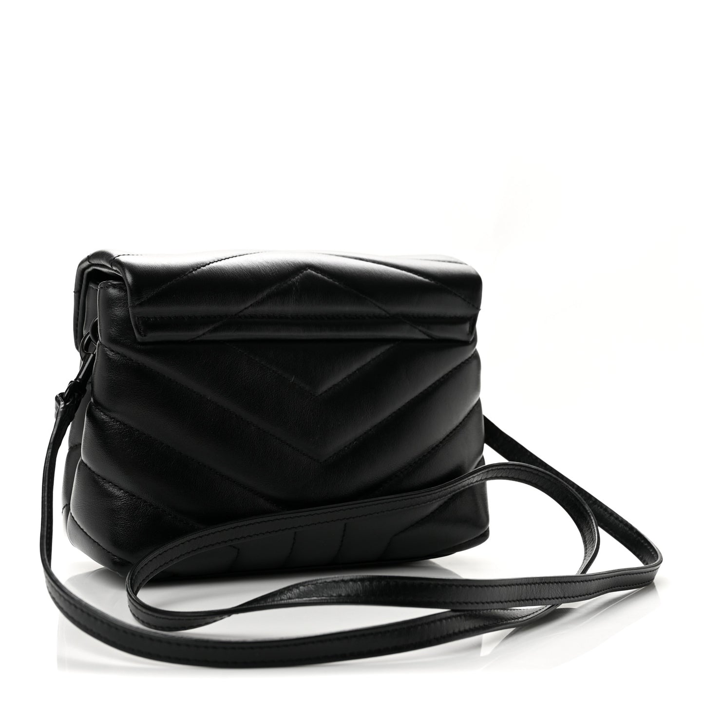 Calfskin Y Quilted Monogram Monochrome Toy Loulou Crossbody Bag Black