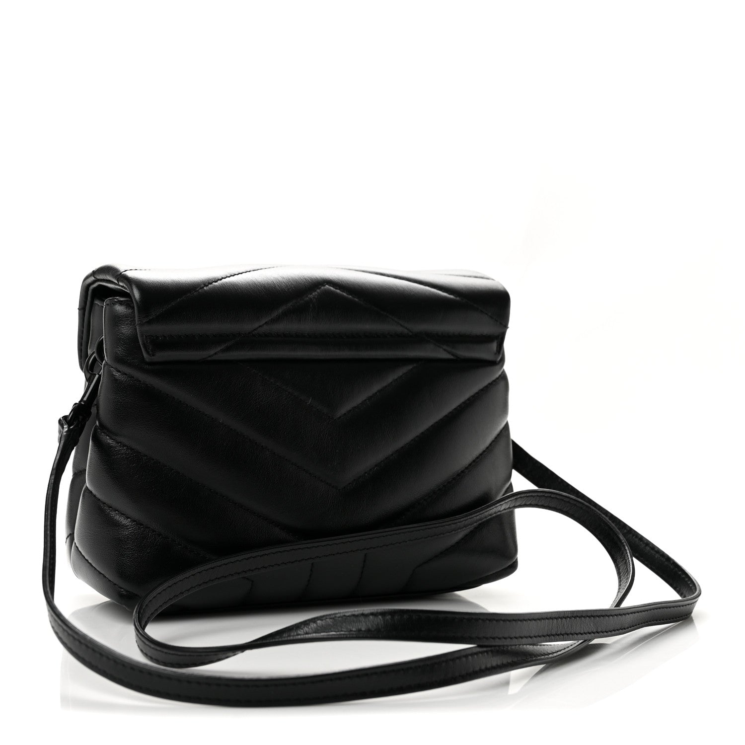 Saint Laurent Calfskin Y Quilted Monogram Monochrome Toy Loulou Crossbody Bag Black 2 of 11