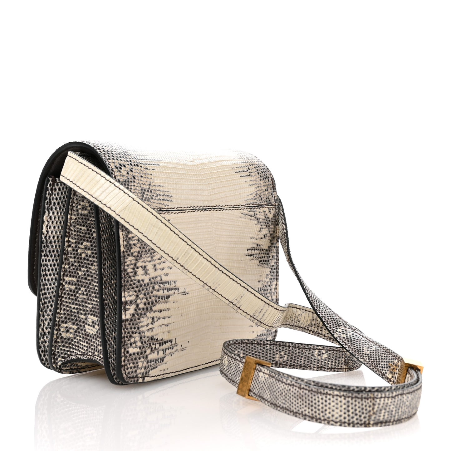 Lizard Small Classic Box Flap Bag Natural