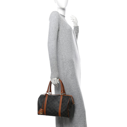 Celine Triomphe Canvas Calfskin Boston Bag Tan 2 of 11