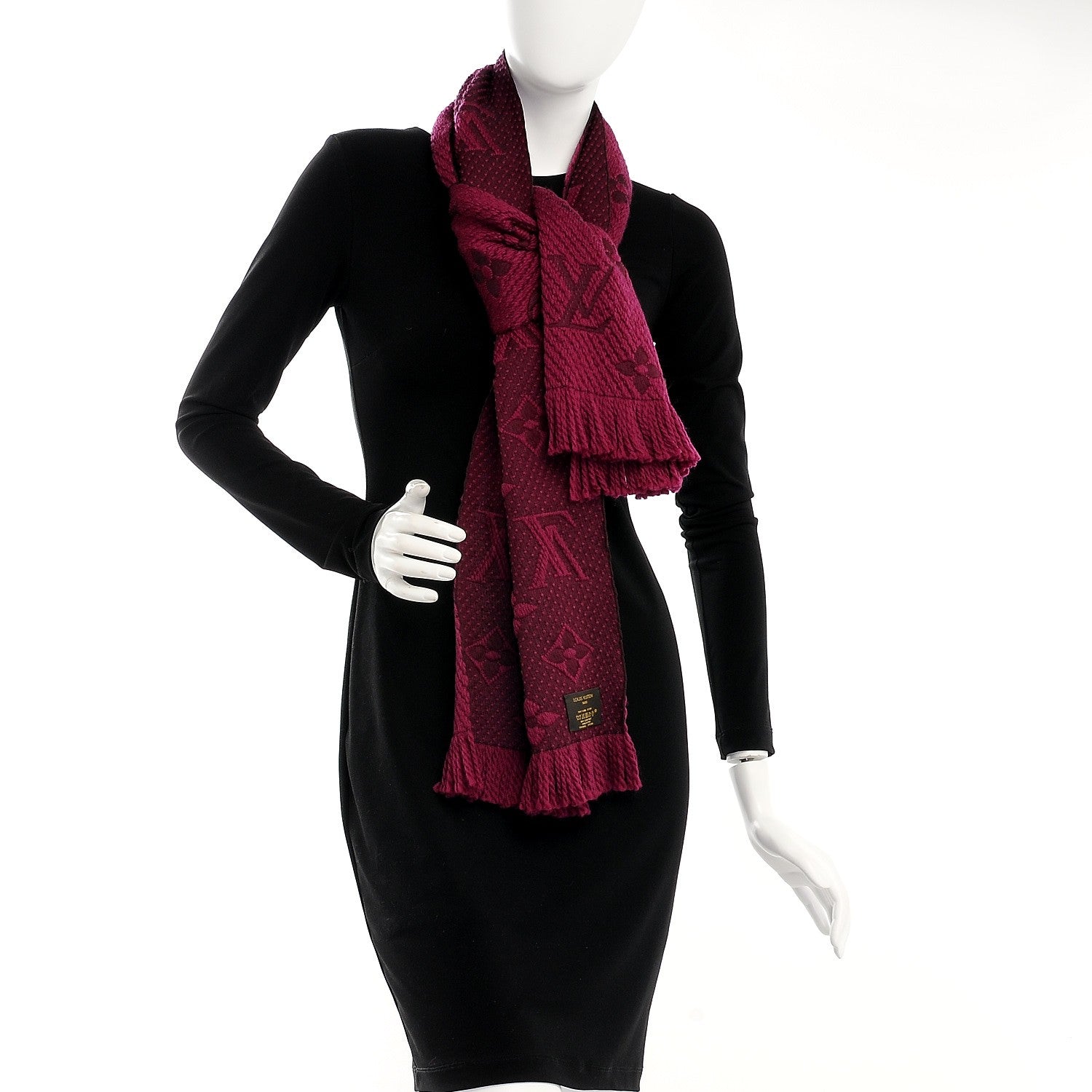 Louis Vuitton Wool Silk Logomania Scarf Cherry 2 of 5