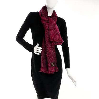 Louis Vuitton Wool Silk Logomania Scarf Cherry 2 of 5