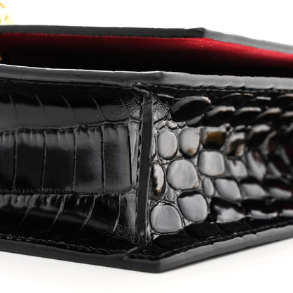 Alexander McQueen Calfskin Crocodile Embossed Skull Mini Shoulder Bag Black 9 of 9