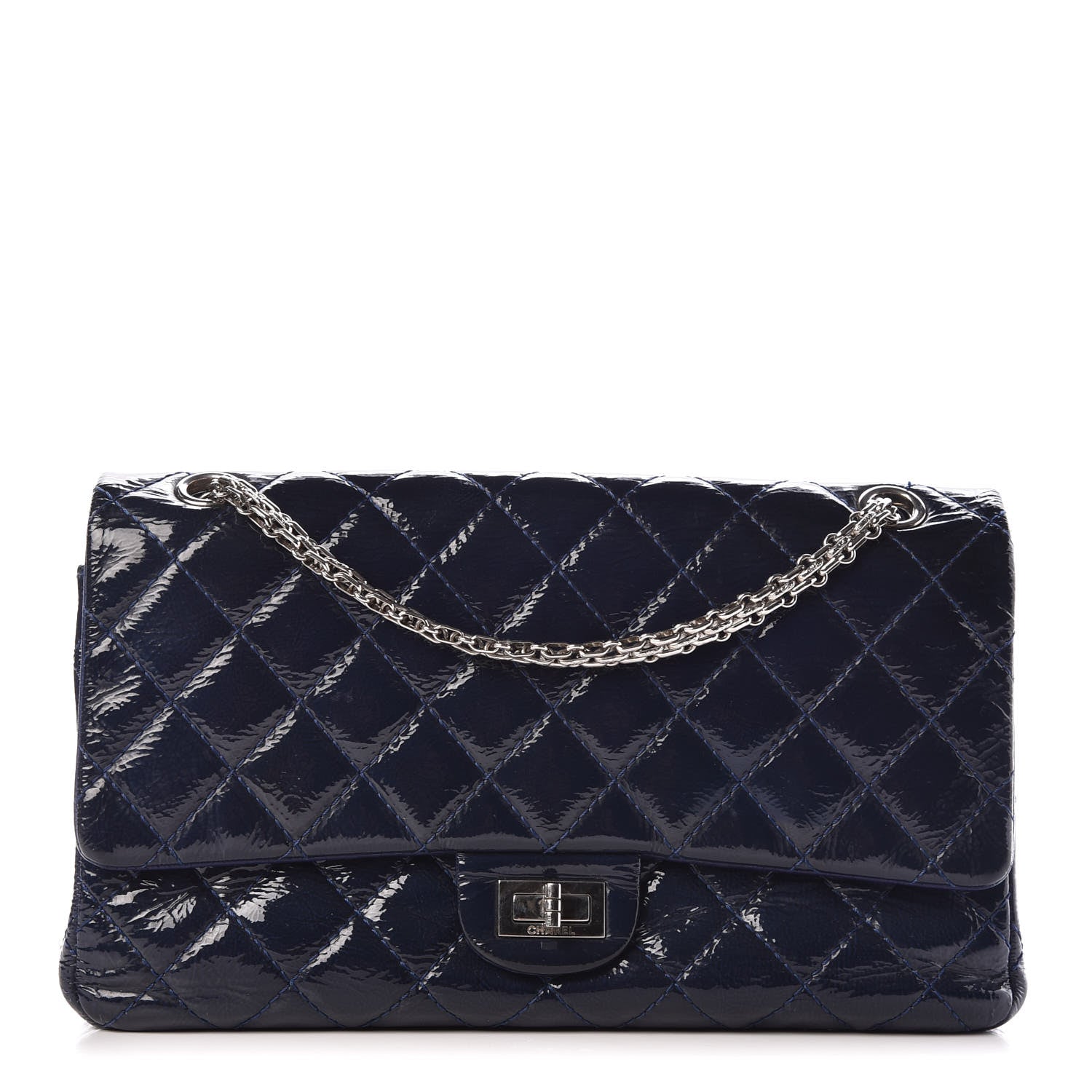 Chanel Distressed Patent Quilted 2.55 Reissue 226 Flap Navy 1 of 13