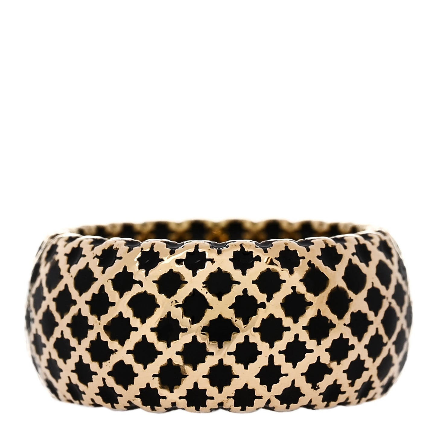18K Yellow Gold Enamel Diamantissima Ring 53 6.25 Black