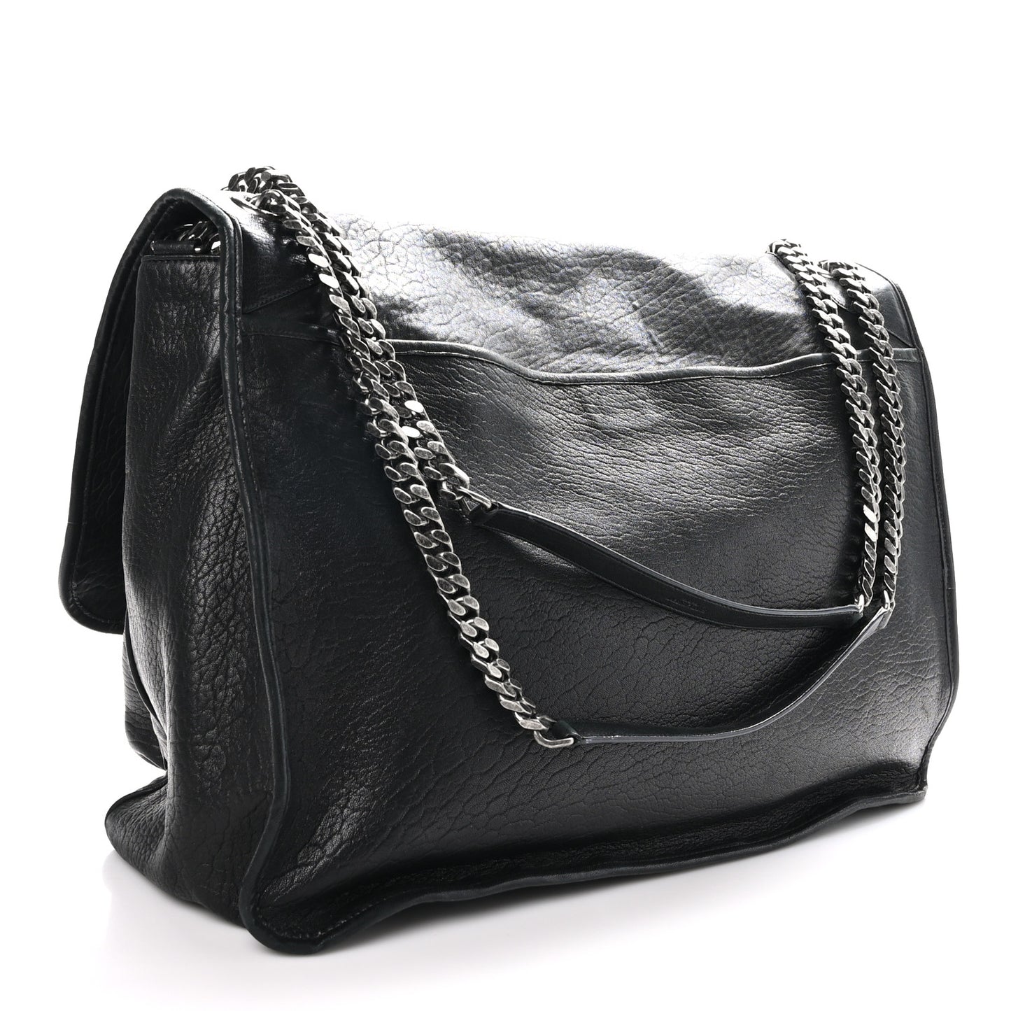 Grained Lambskin Monogram Oversized Niki Chain Satchel Black