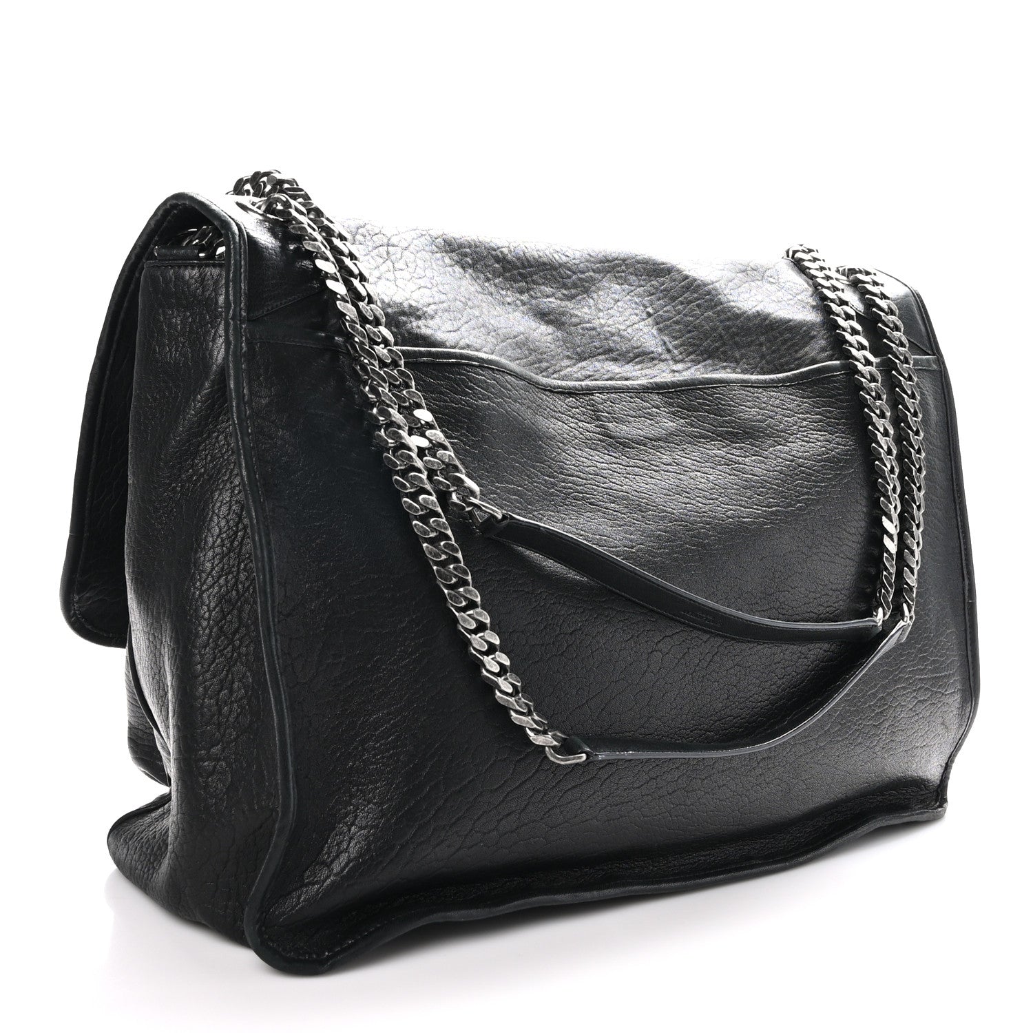 Saint Laurent Grained Lambskin Monogram Oversized Niki Chain Satchel Black 2 of 10