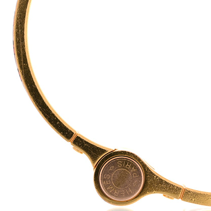 Hermes Enamel Printed Narrow Balades Equestres Positif Negatif Hinged Bracelet M 5 of 6