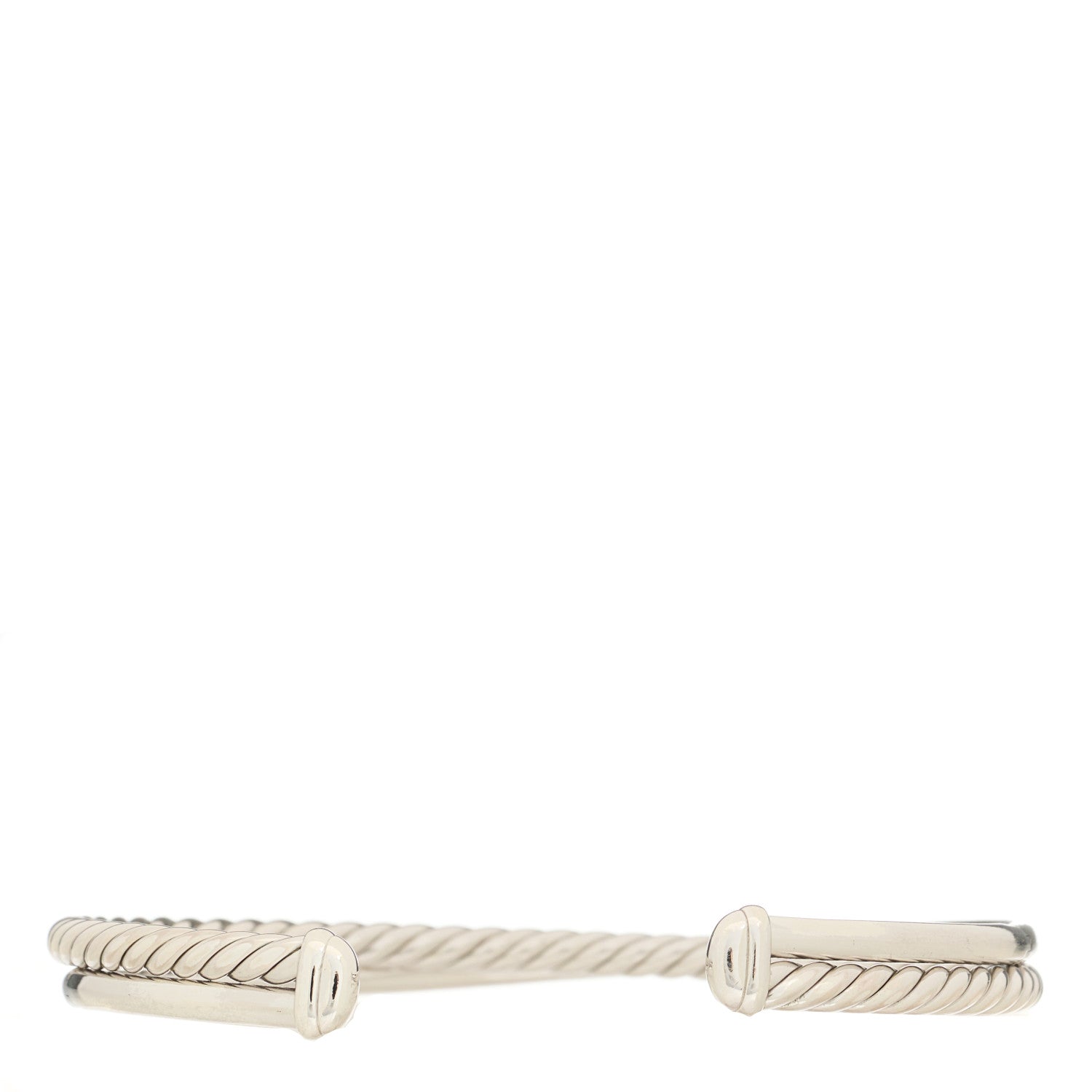 David Yurman Sterling Silver Diamond Crossover Two Row Cuff Bracelet 2 of 3