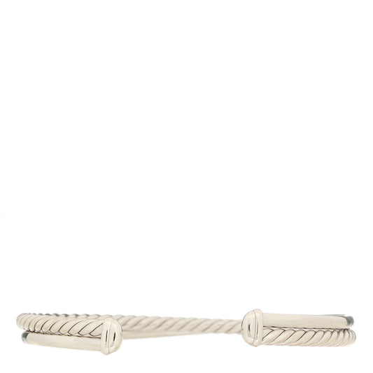Sterling Silver Diamond Crossover Two Row Cuff Bracelet