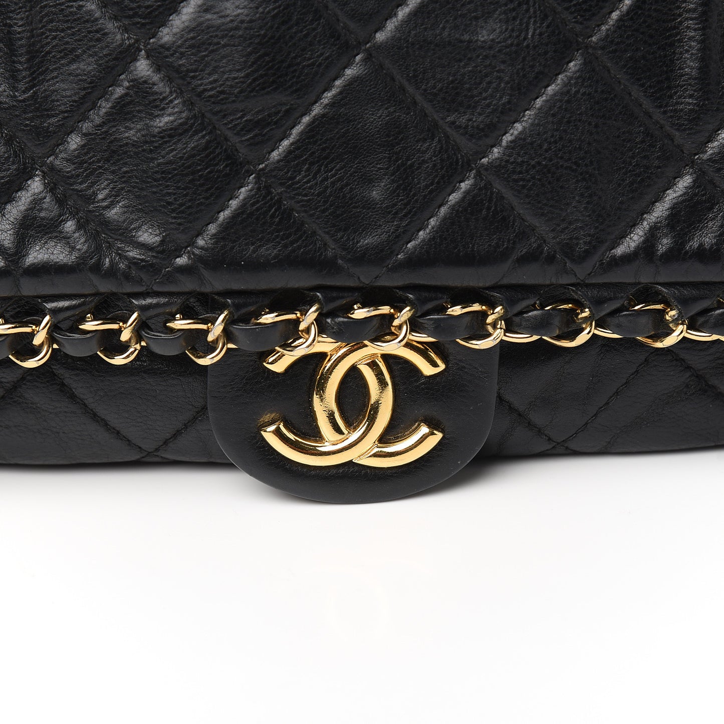Calfskin Quilted Medium Chain Me Flap Black