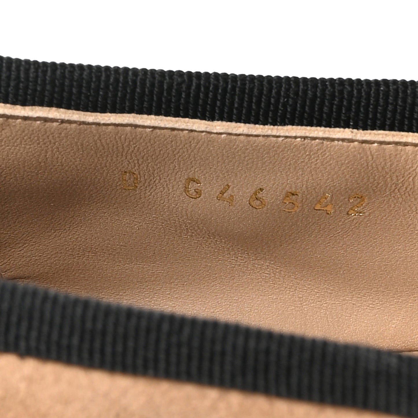 Suede Kidskin Grosgrain Mary Jane Flats 38 Beige Black