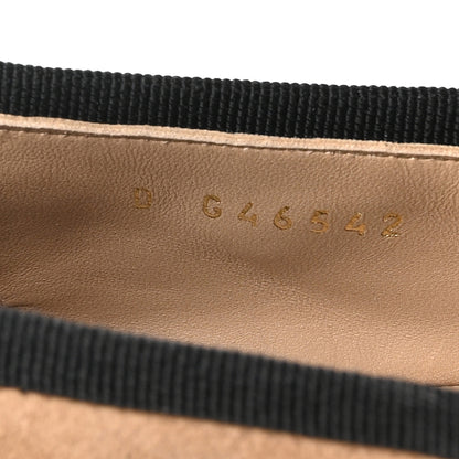 Chanel Suede Kidskin Grosgrain Mary Jane Flats 38 Beige Black 8 of 9