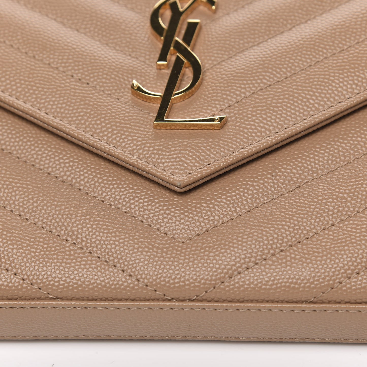 Grain De Poudre Matelasse Chevron Monogram Chain Wallet Nude Powder