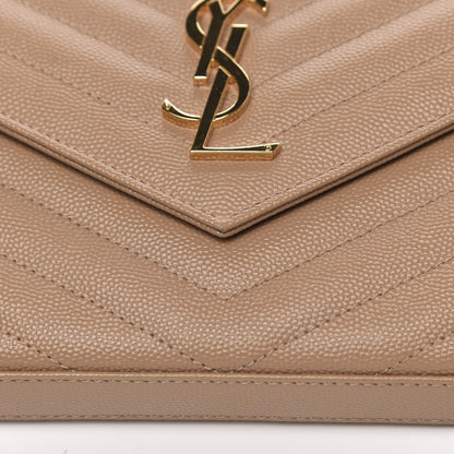 Saint Laurent Grain De Poudre Matelasse Chevron Monogram Chain Wallet Nude Powder 9 of 9