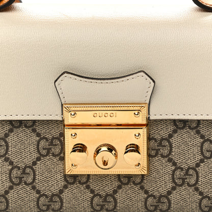 Gucci GG Supreme Monogram New Sakai Calfskin Mini Padlock Top Handle Shoulder Bag Beige Ebony Mystic White Sun Oil 8 of 13