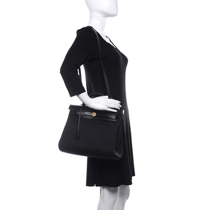 Hermes Toile Vache Hunter Herbag Zip PM 31 Black Natural 2 of 16