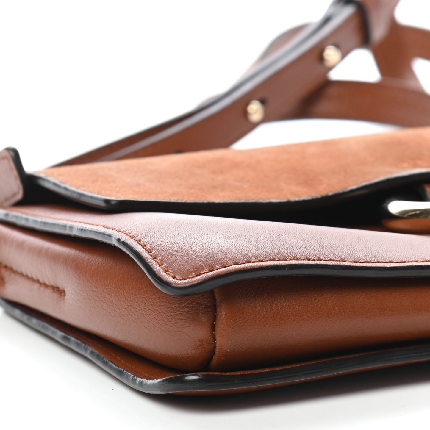 Suede Calfskin Small Faye Shoulder Bag Tobacco