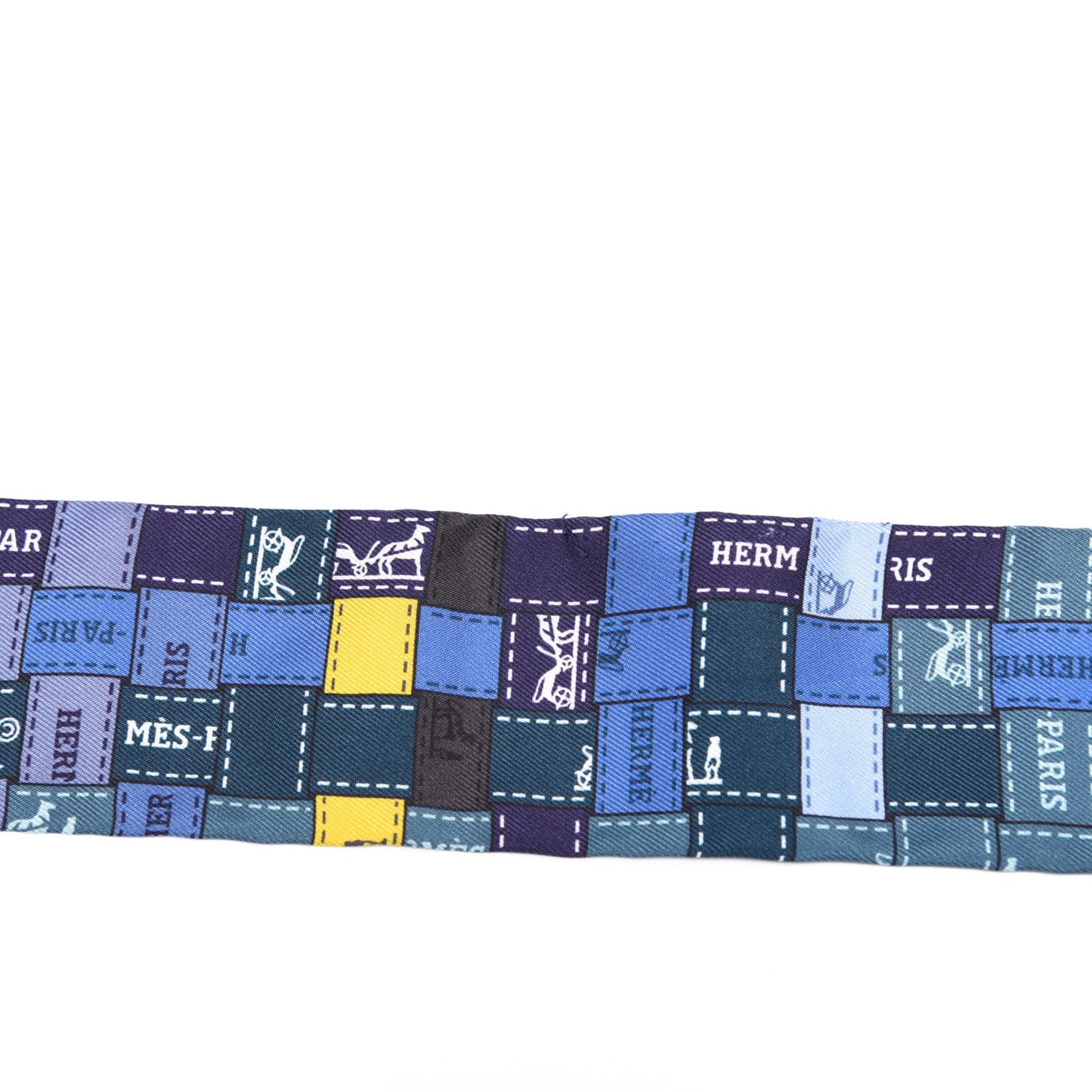 Silk Bolduc Au Carre Twilly Vert Bleu Jaune Vif