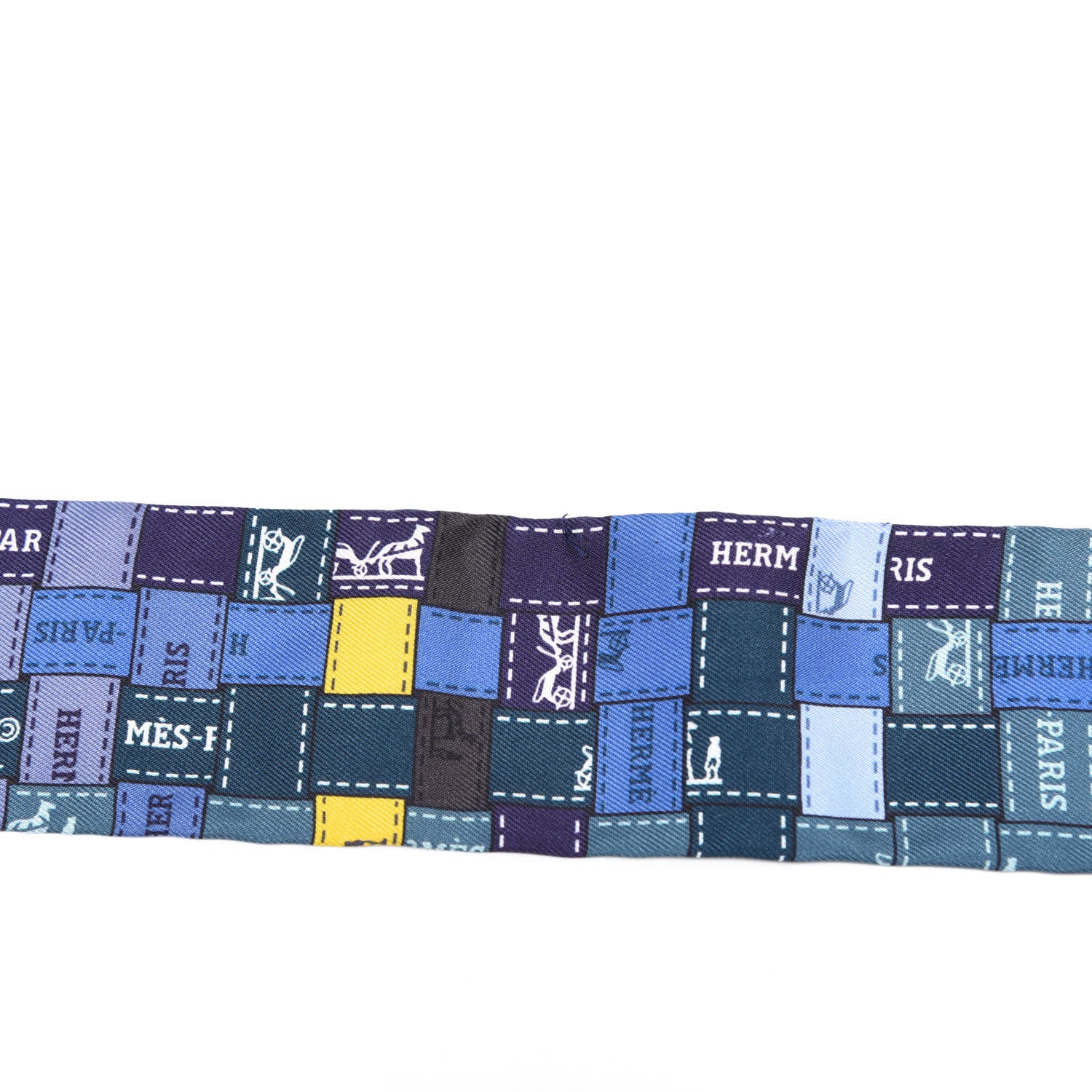 Hermes Silk Bolduc Au Carre Twilly Vert Bleu Jaune Vif 2 of 5