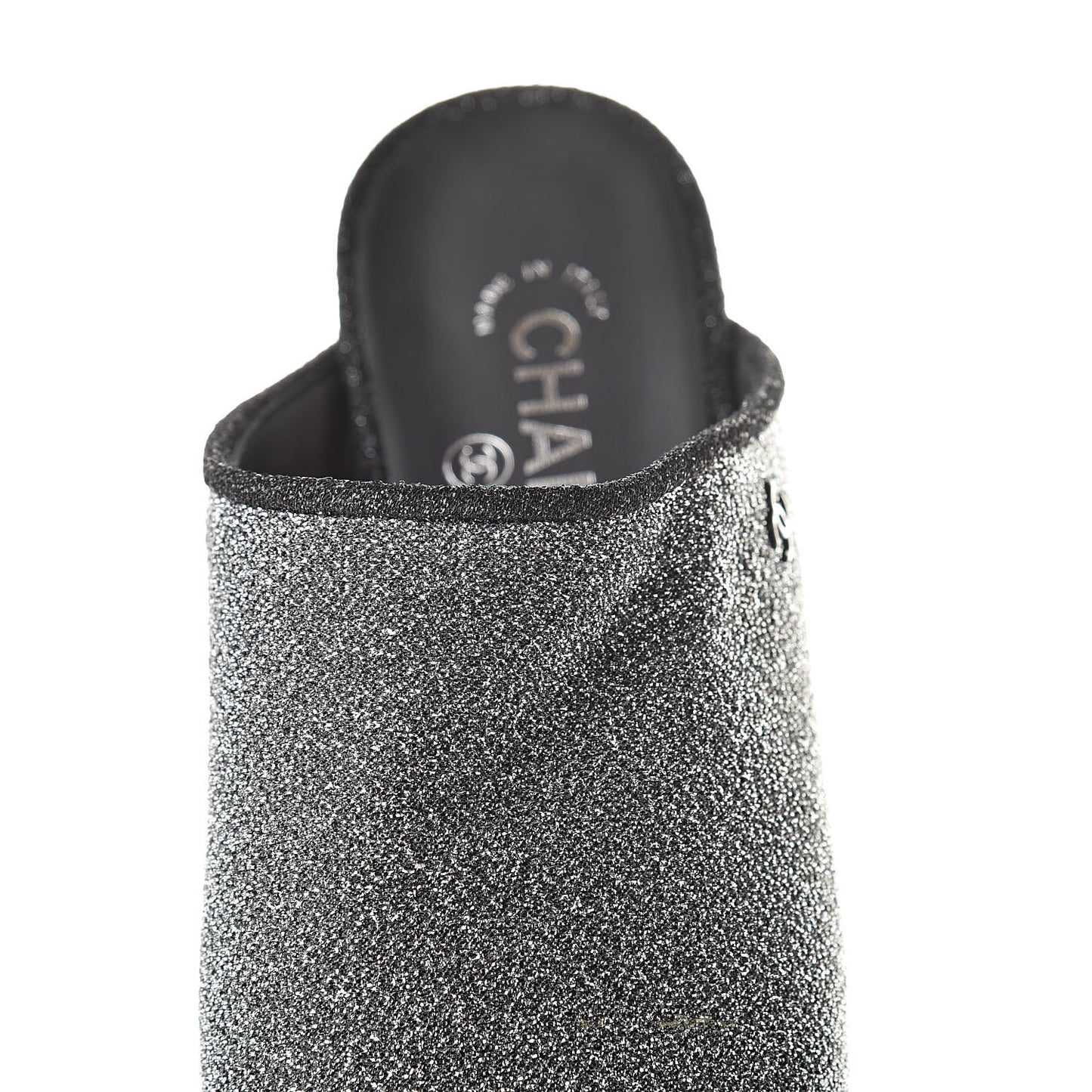 Fantasy Fabric Mules 38.5 Dark Silver Black