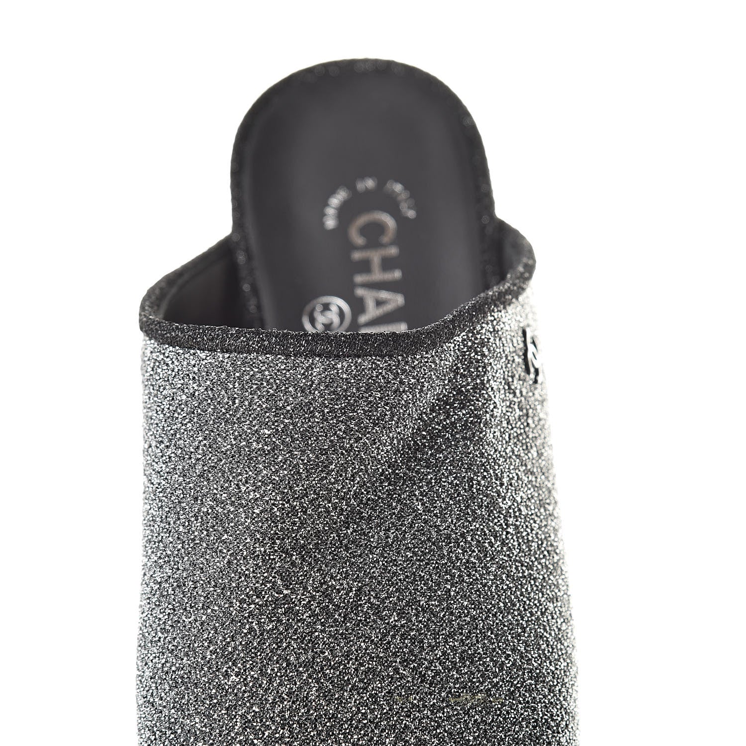 Chanel Fantasy Fabric Mules 38.5 Dark Silver Black 8 of 9