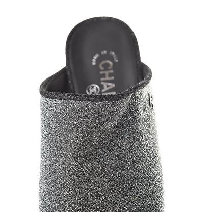 Chanel Fantasy Fabric Mules 38.5 Dark Silver Black 8 of 9