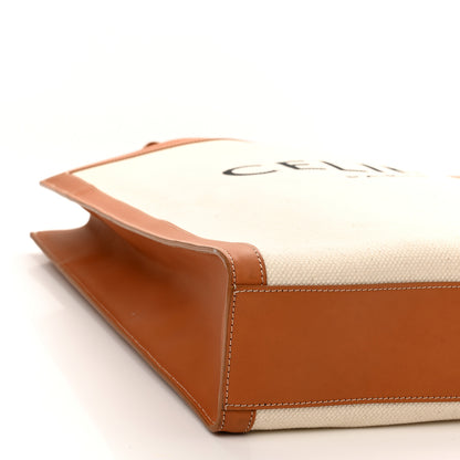 Celine Canvas Calfskin Logo Print Vertical Cabas Natural Tan 9 of 11