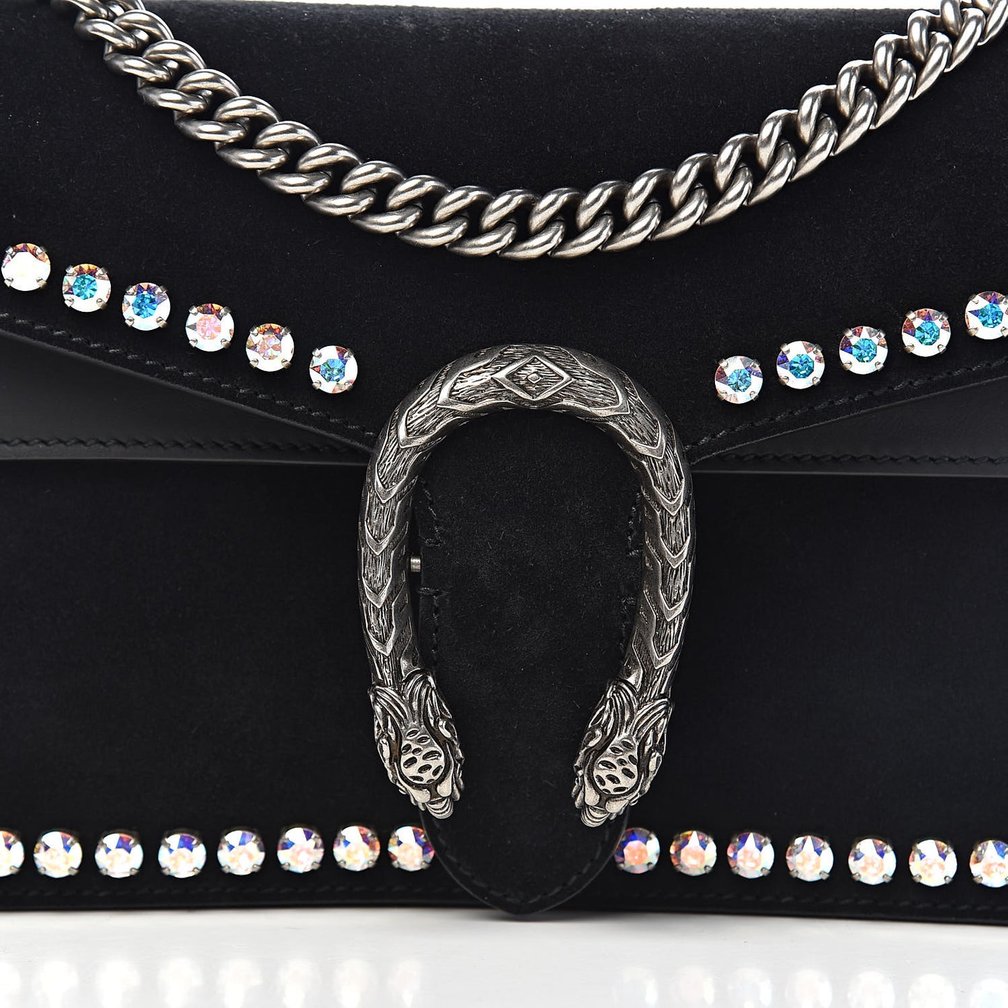 Suede Crystal Small Dionysus Shoulder Bag Black