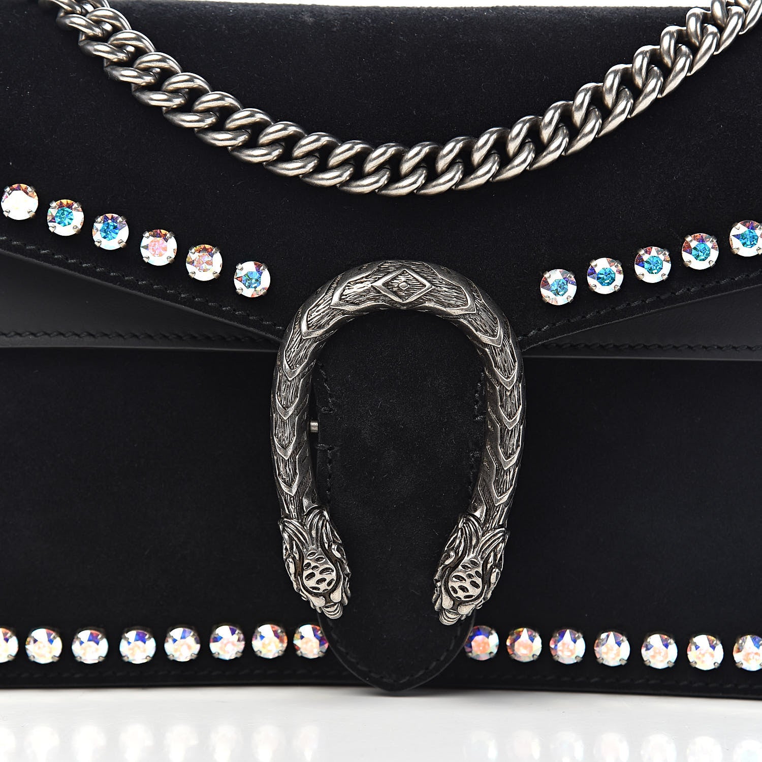Gucci Suede Crystal Small Dionysus Shoulder Bag Black 12 of 12