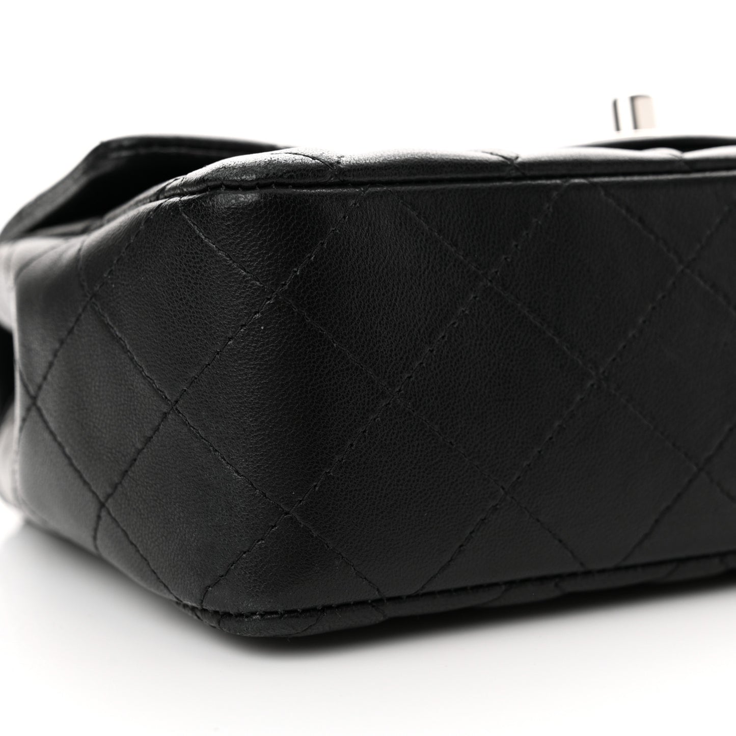 Lambskin Quilted Mini Rectangular Flap Black